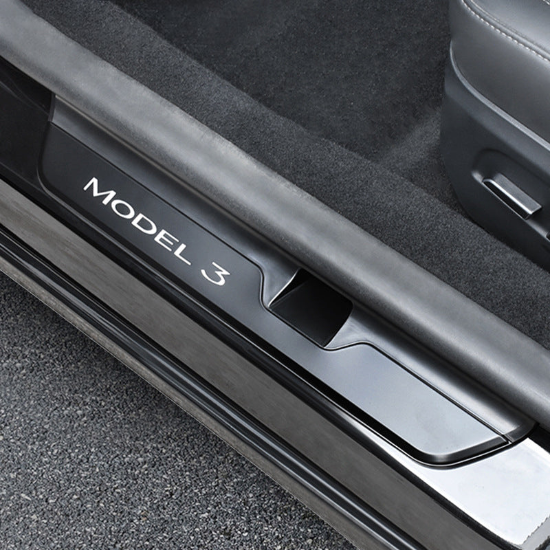 Illuminated Door Sill Protector for Tesla Matte Black 2024+ Model 3 (4Pcs)