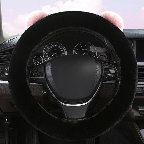 Bear-Shaped Steering Wheel Protector for Tesla Model 3/Y/S/X Black