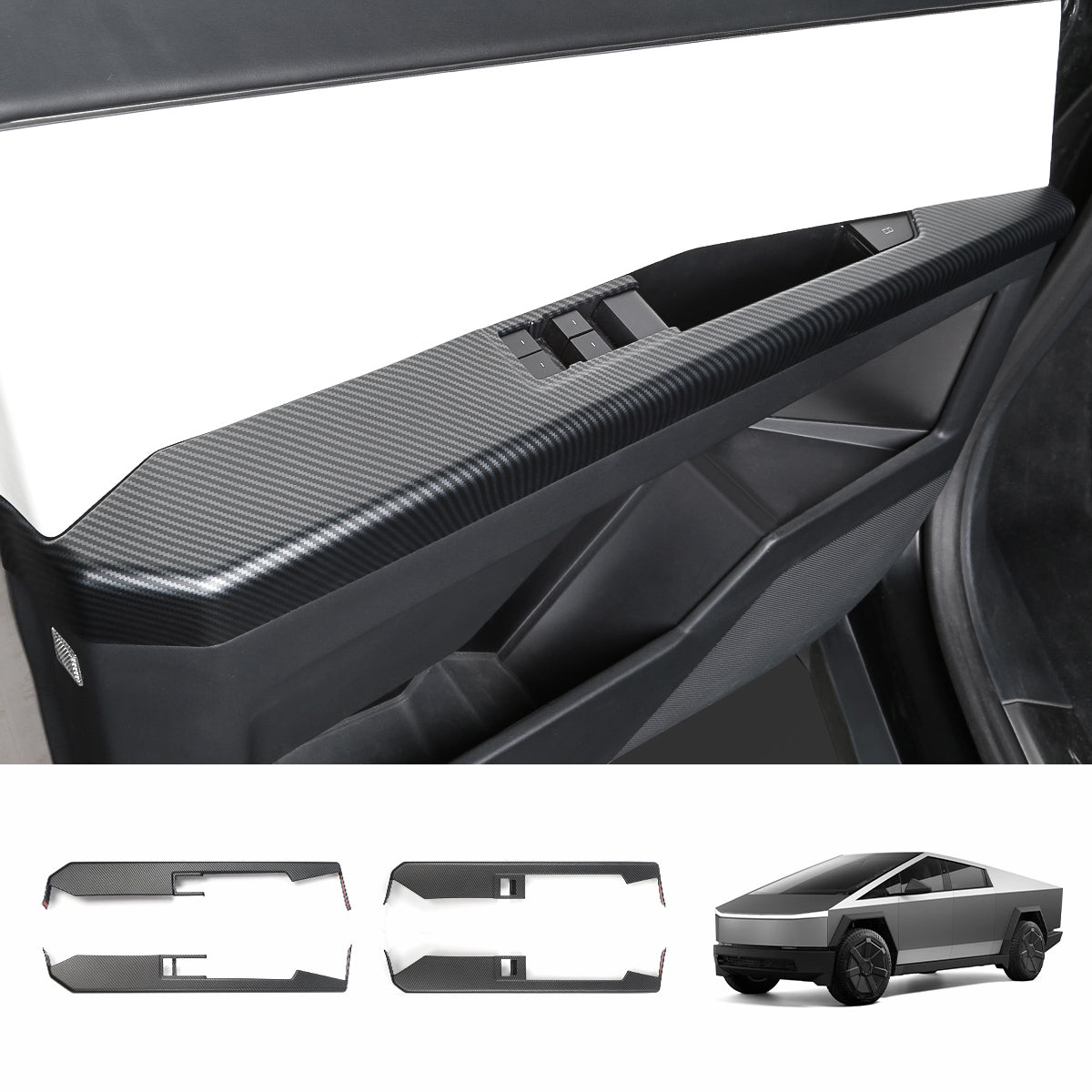 Front & Rear Door Armrest Overlays Covers (Carbon Fiber Pattern ABS) for Cybertruck (4 PCS) Matte Carbon Fiber