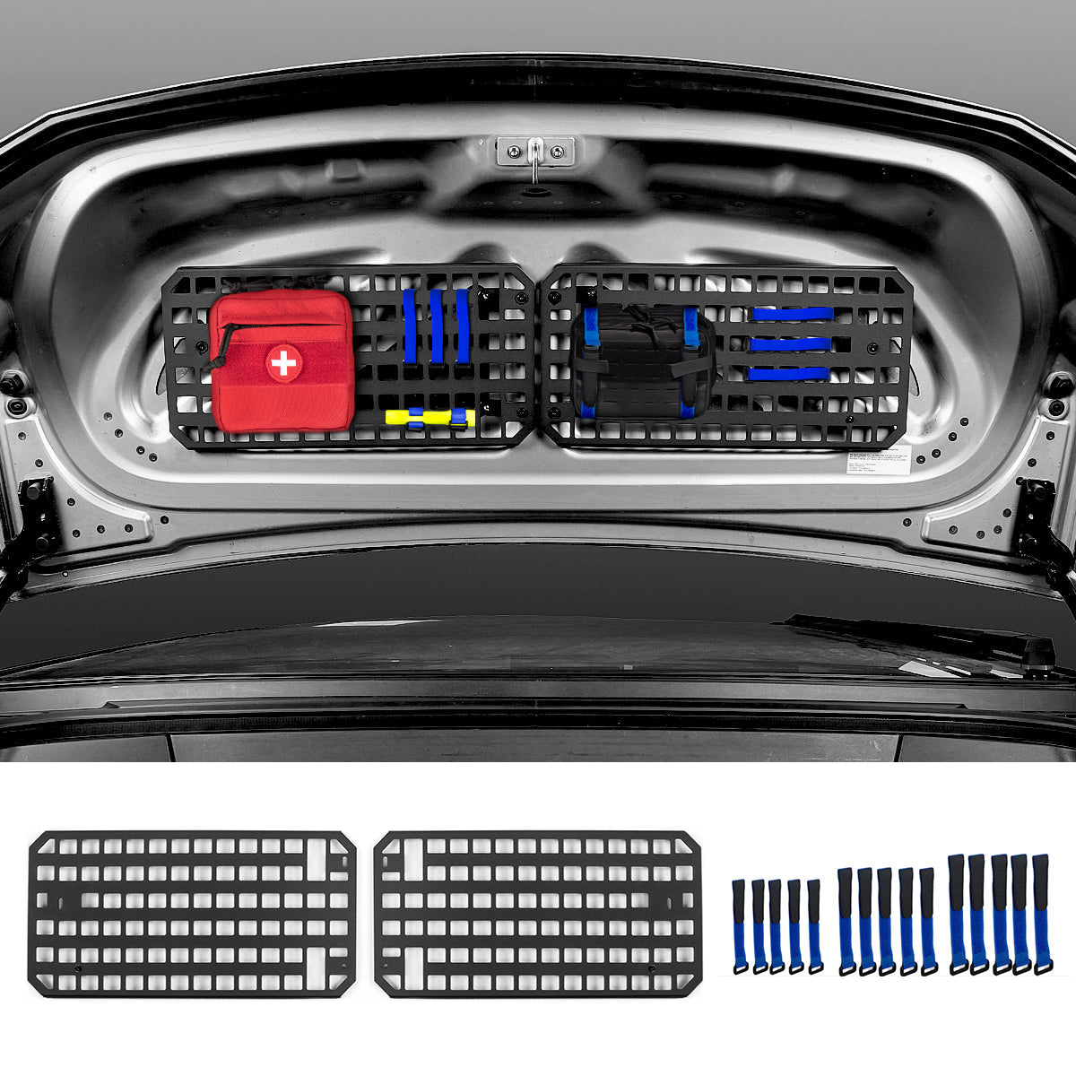Frunk Molle Panels Organizer for Tesla Cybertruck Molle Panels (2 Pcs) + Fastening Straps (15 Pcs)