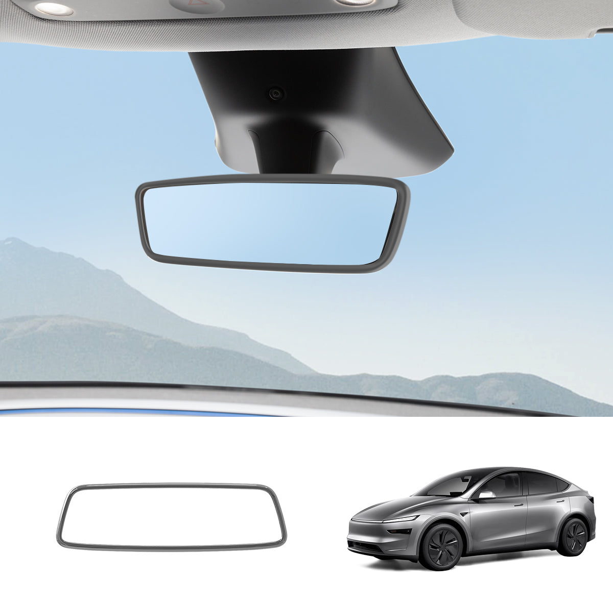 Interior Rearview Mirror Trim Cover for Tesla Model 3/Y Neutral Gray