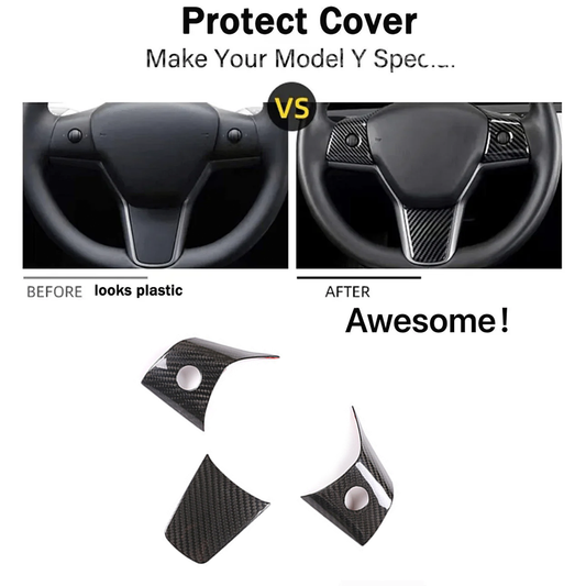 Model 3/Y Carbon Fiber Steering Wheel Trim (Carbon Fiber Pattern ABS) for Tesla(2017-2023)