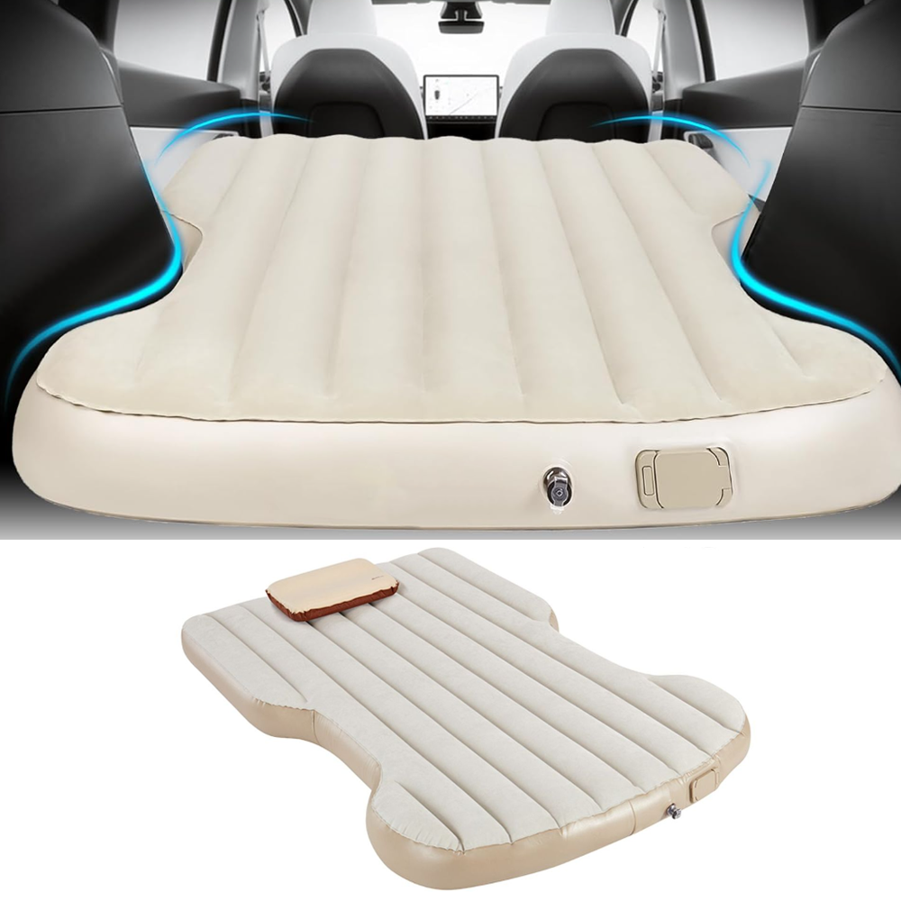 Portable Auto Inflatable Camping Mattress for Tesla Model Y Mattress & Cheese Pillow