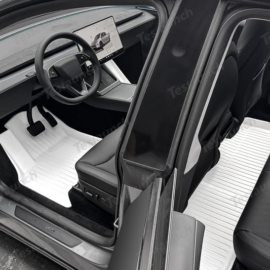 White All Weather TPE Interior Floor Mats Cargo Liners Set for Tesla Model Y Juniper 2025+