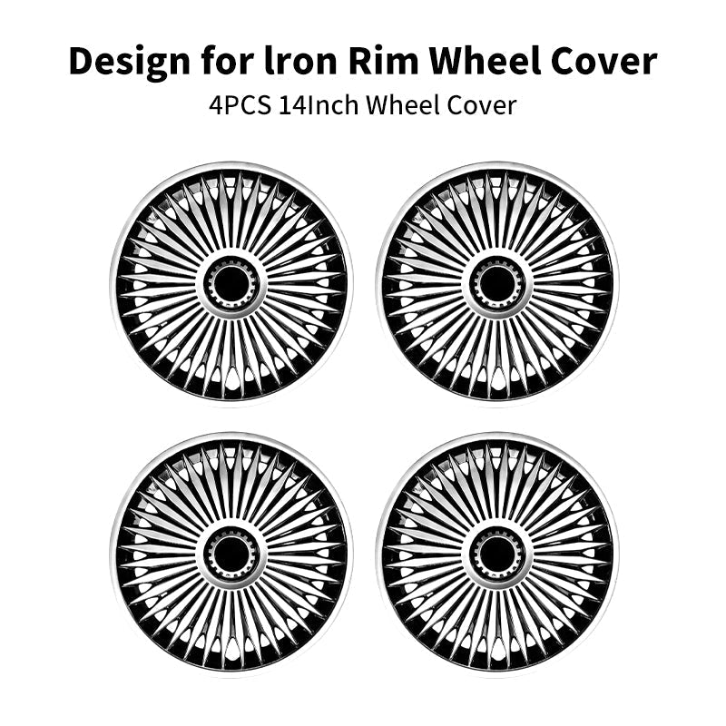 14" Blade Style Wheel Covers Hubcaps for Universal Fit R14 Tire Steel Wheels 4 PCS