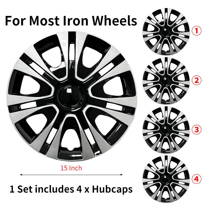 15" Petal Style Wheel Covers Hubcaps for Universal Fit R15 Tire Steel Wheels 4 PCS