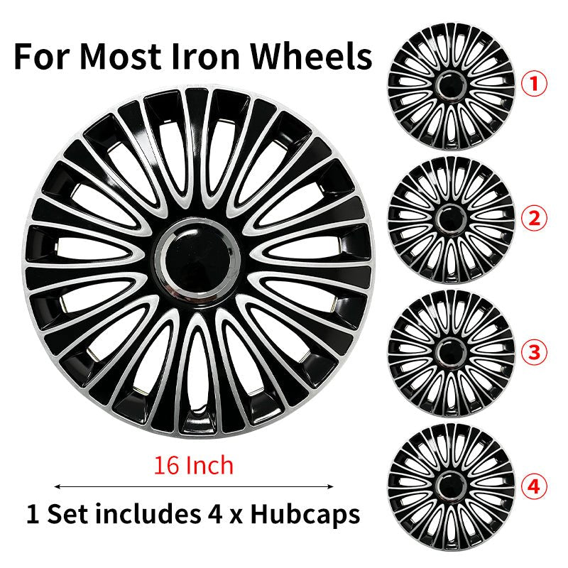 16" Dagger Style Wheel Covers Hubcaps for Universal Fit R16 Tire Steel Wheels 4 PCS