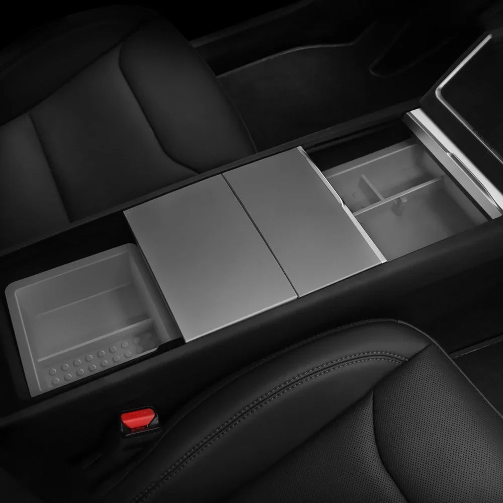 Center Console & Armrest Storage Box for Tesla Model Y Juniper 2025+ Central Control + Armrest Box Storage Box Gray