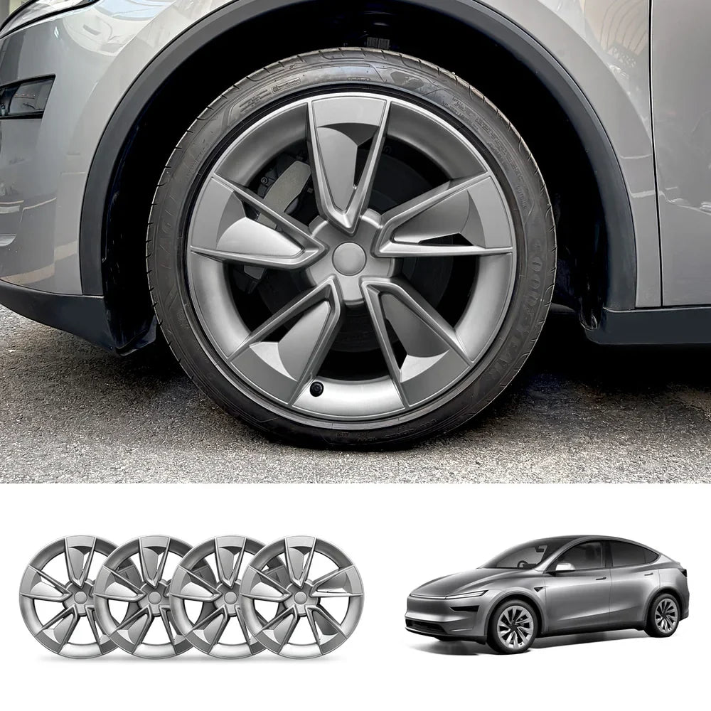19'' Crossflow Wheel Cover Hubcaps for Tesla Model Y Juniper 2025+(4PCS)- Inspired by the Model 3 Highland Performance Silver