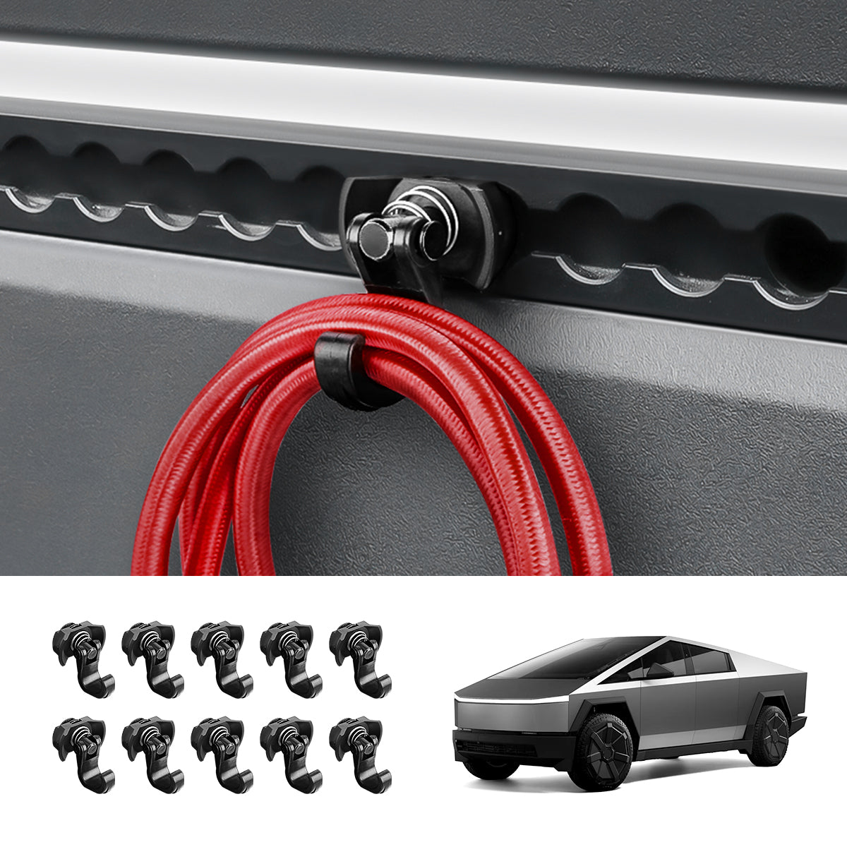 Adjustable L-Track Single Stud Gear Hook for Cybertruck 10 Pcs