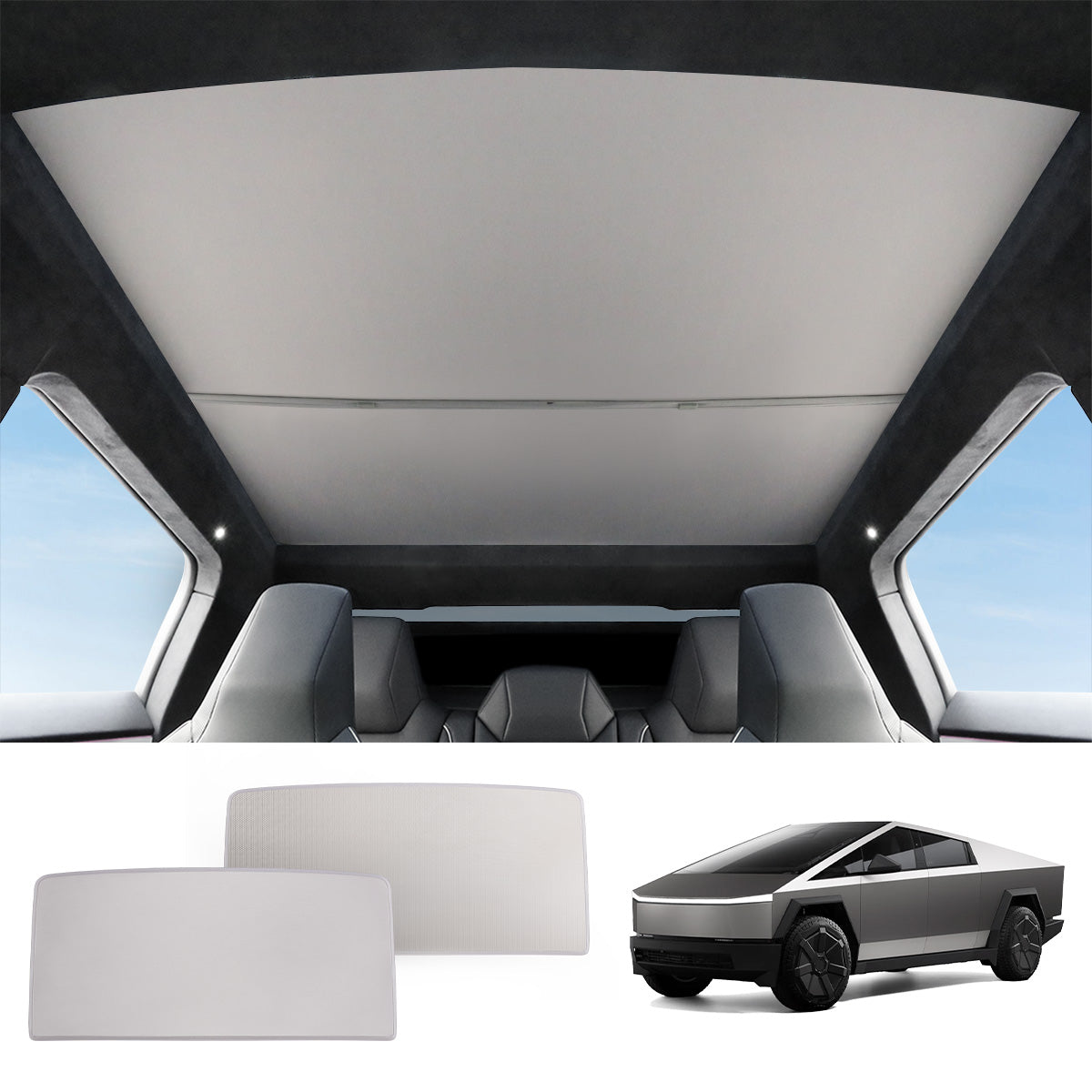 Split Nano Ice Crystal Glass Roof Sunshade for Cybertruck (2 PCS) Grey