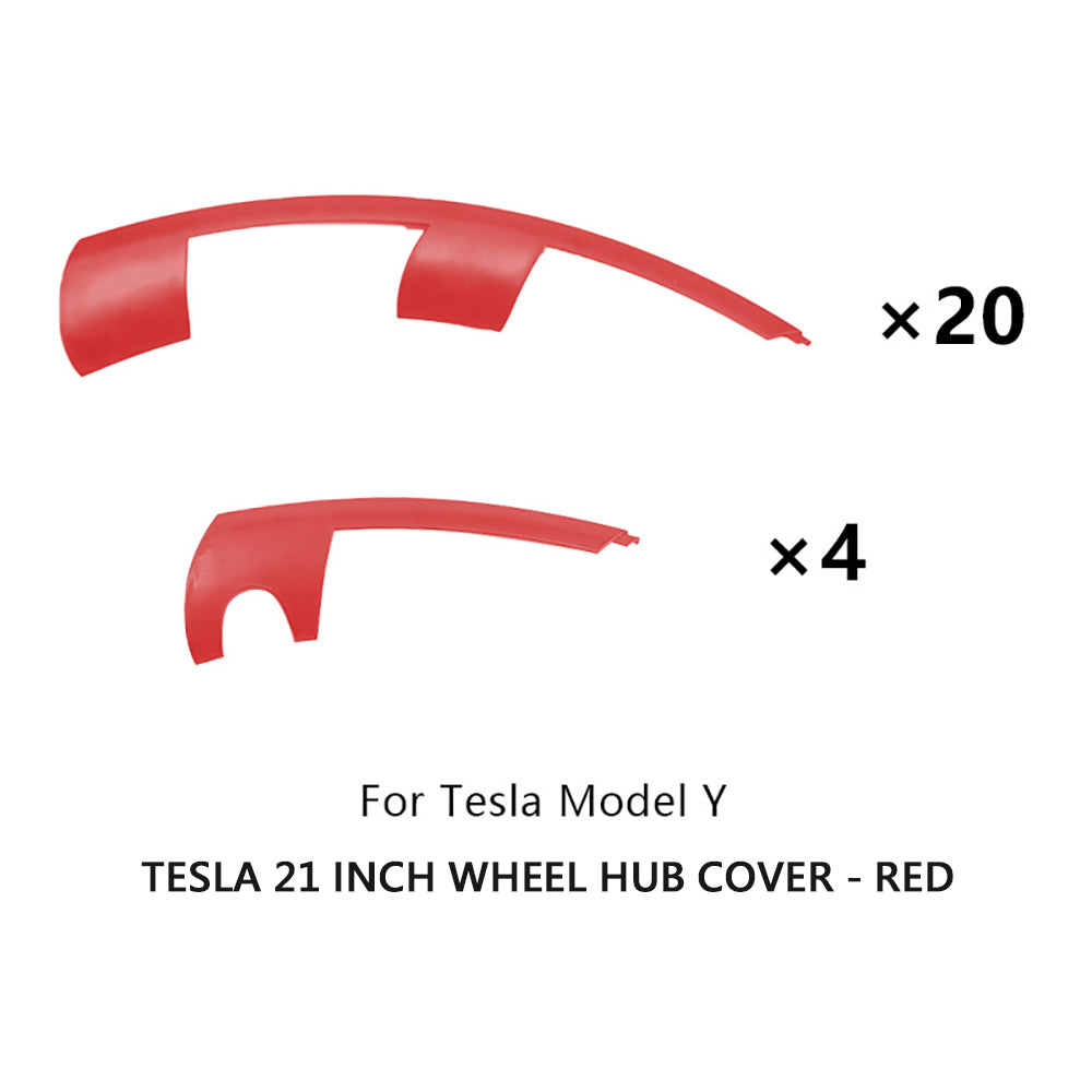 21" Precision-Fit Wheel Rim Protector Segmented Snap-On Installation Decorative Cover For Tesla Model Y 2021-2024 Red
