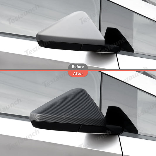 Rear View Mirror Covers (Carbon Fiber Pattern ABS) (1 Pair) for Tesla Cybertruck