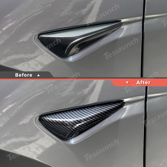 Carbon Fiber Pattern Turn Signal & Side Camera Covers (ABS) for Tesla Model Y Juniper 2025+