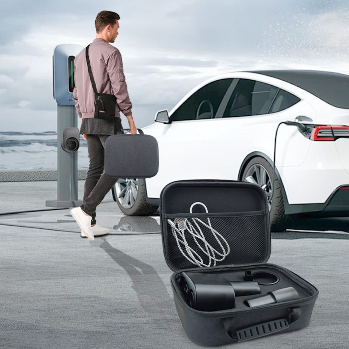 Fire Retardant EVA Conversion Adapter Storage Box For Tesla