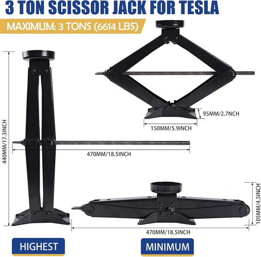 3 Ton Car Scissor Jack Kit for Tesla for Tesla Model 3/Y/S/X