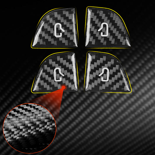 Real Carbon Fiber Window Switch Button Cover Sticker 4 PCS For Tesla Model 3 Highland 2024+ / Model Y Juniper 2025+