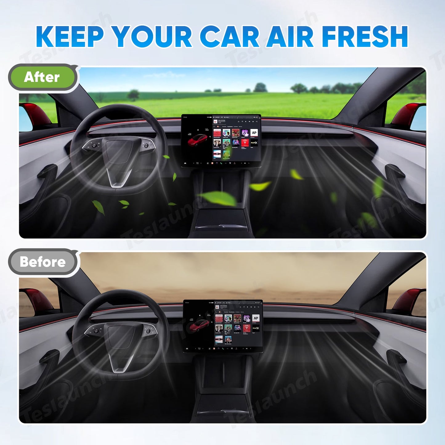 Cabin Air Filter & HEPA Filter with Activated Carbon for Tesla Model 3