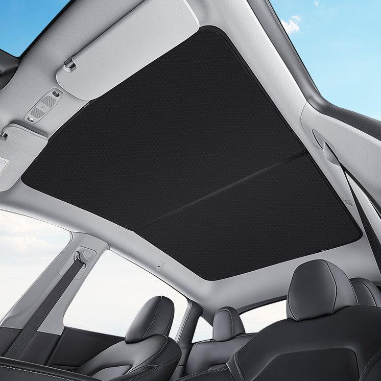Split Glass Roof Sunshade for Tesla Model Y(2020-2024) Sun Visor Accessories Sun Blocking Heat Shade Black