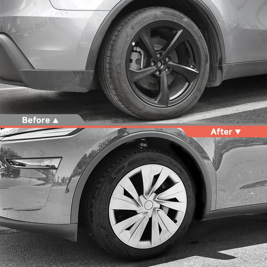 19'' Crossflow Hubcaps Wheel Covers for Tesla Model Y Juniper 2025+ – Helix 2.0 Style (Set of 4)