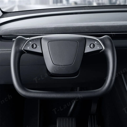 Nappa Leather Open-Bottom Yoke/Cyber Steering Wheel Driving Wheel Upgrade for Model Y Juniper/ Model 3 Highland
