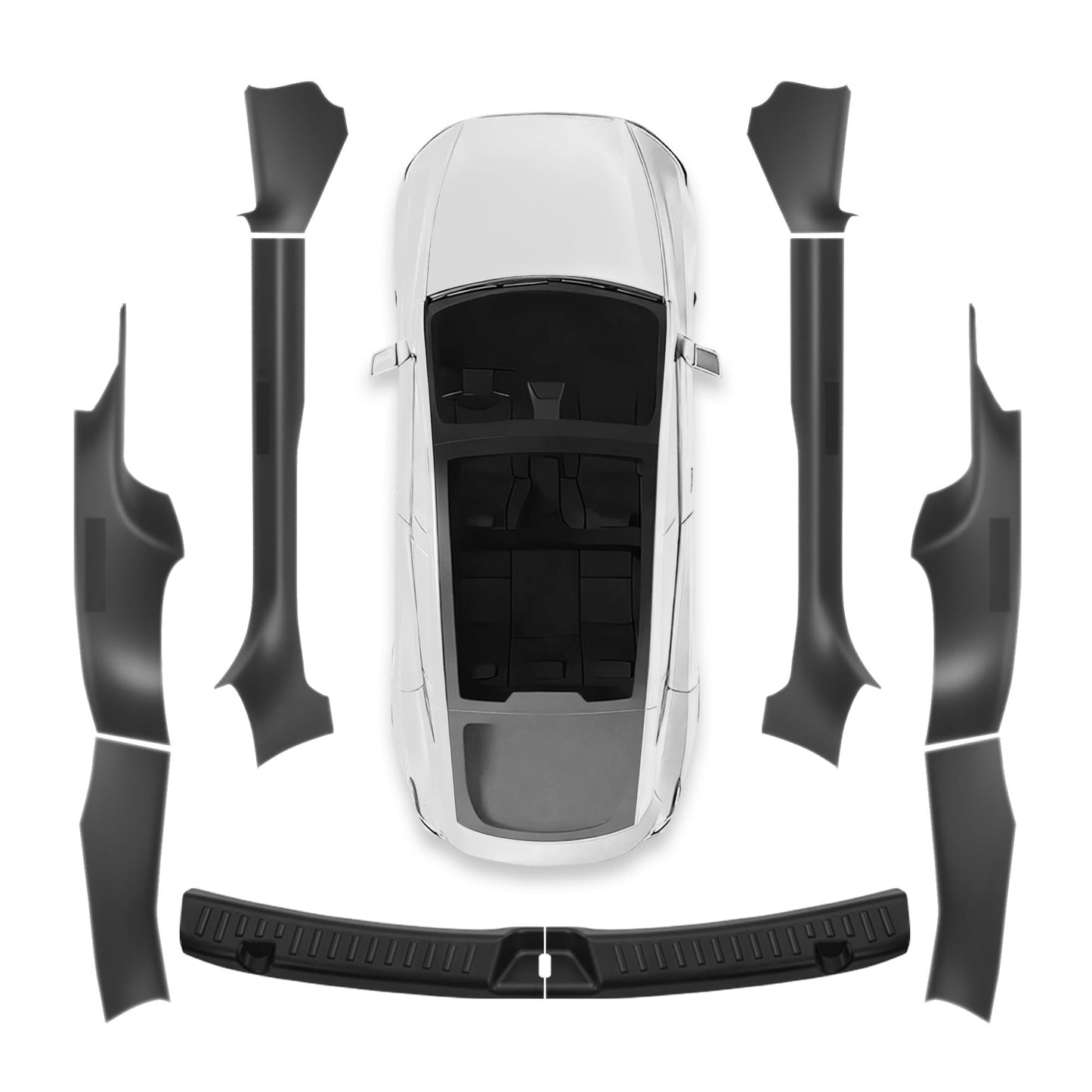 10pcs Carbon Fiber Style ABS Door Sill Protector Guard For Tesla Model Y Juniper Black Carbon Fiber Style