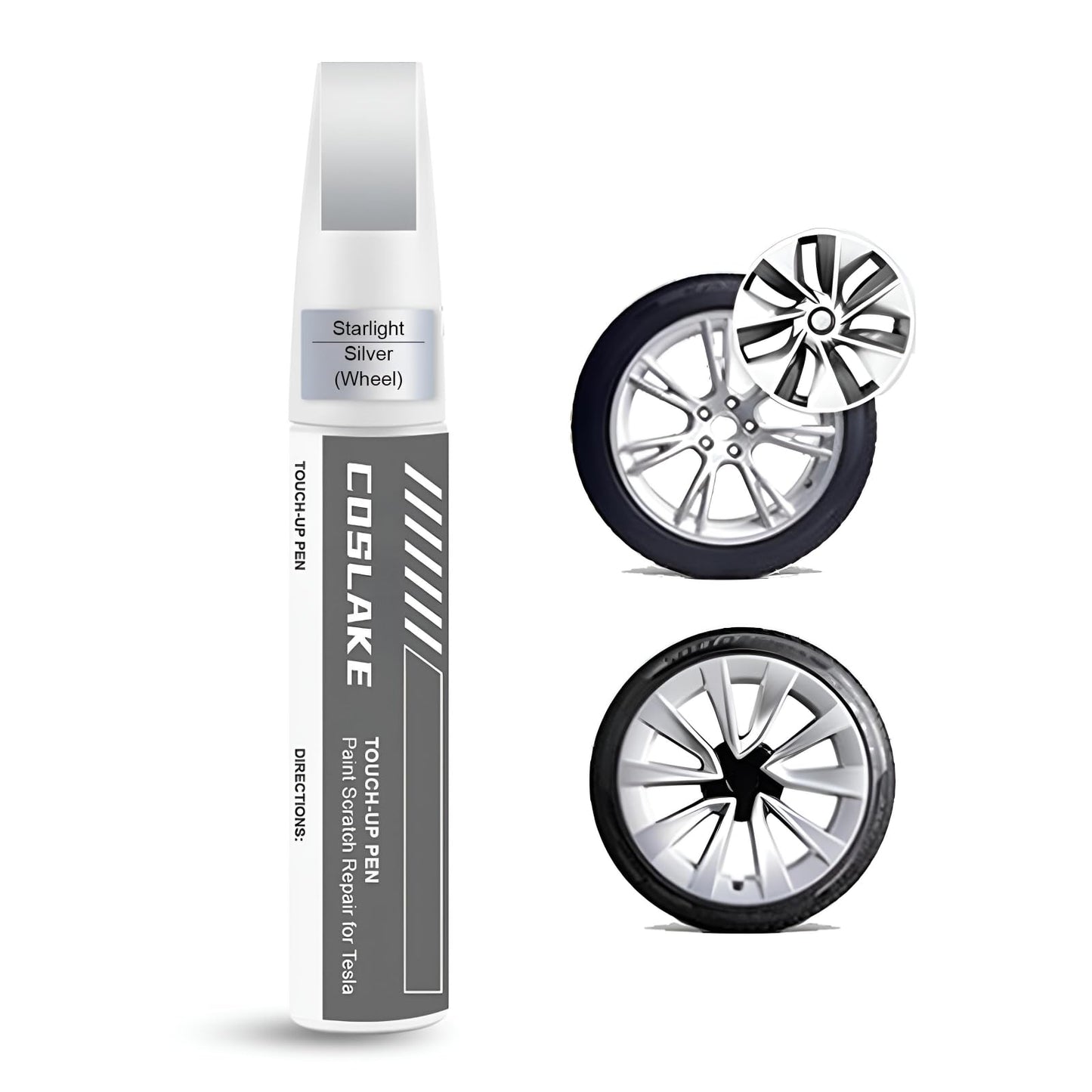 Rim Touch Up Paint(Gunpowder) for Tesla Model Y/3/S/X Gemini Dark/Uberturbine/Arachnid/Cybersteam/Turbine Wheel, Curb Rash Repair Rim Scratch Repair with Masking Tape & Sandpaper