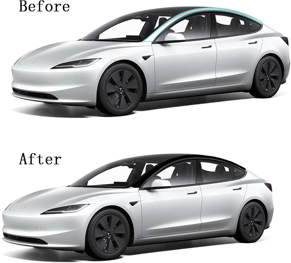 Customized Suspended Roof Film for Tesla Model 3 2017-2025 Invisible Car Body Suit Original Vehicle Black PVC Protective Film