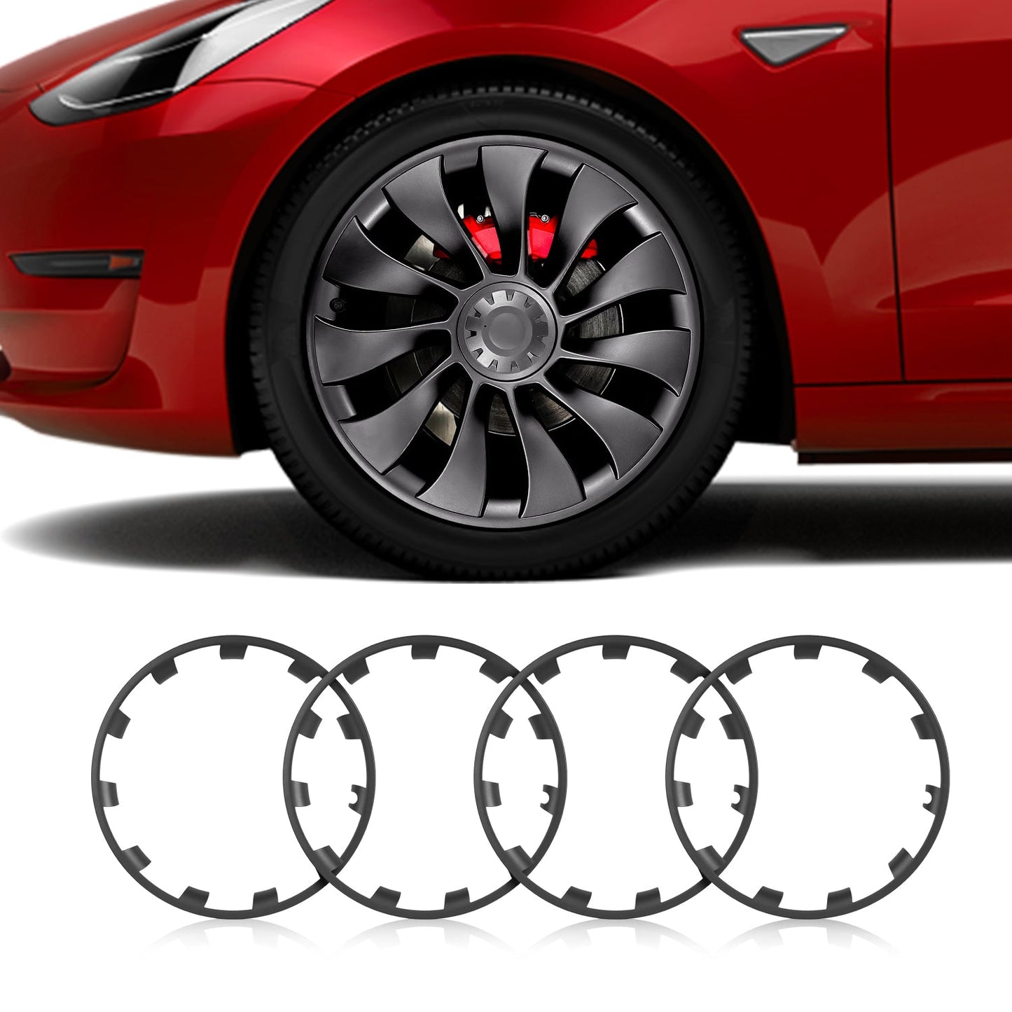 All-in-one Rim Protector for Tesla Model 3 Performance 20-inch Uberturbine Wheel Carbon Grey Standard Set (4 PCS)