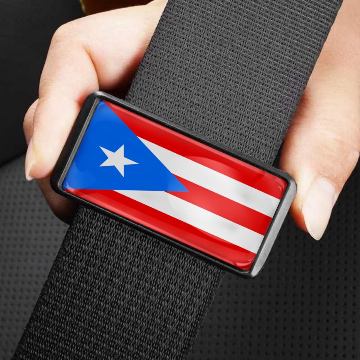 2PCS American Flag Car Seatbelt Adjuster For Tesla EV Cars Puerto Rico Flag