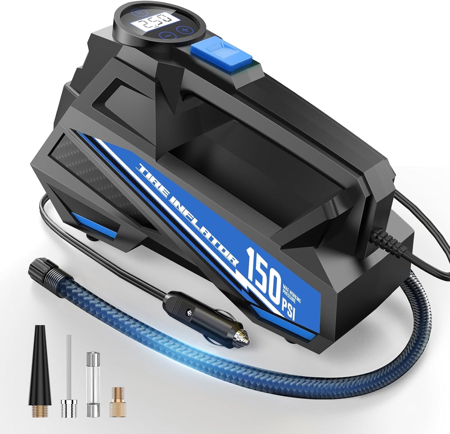 Tire Inflator Portable Air Compressor Portable Tire Inflator For EV Car Blue Large