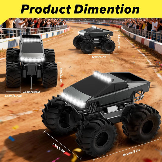 Cokzer Remote Control Car, 1:18 Amphibious RC Cars, 4WD All Terrain Off-Road Pickup, 2.4GHz Waterproof Cyber Truck, 360° Rotatable Monster Truck Toys for Boys Christmas Birthday Gifts Age 6+ (Grey)