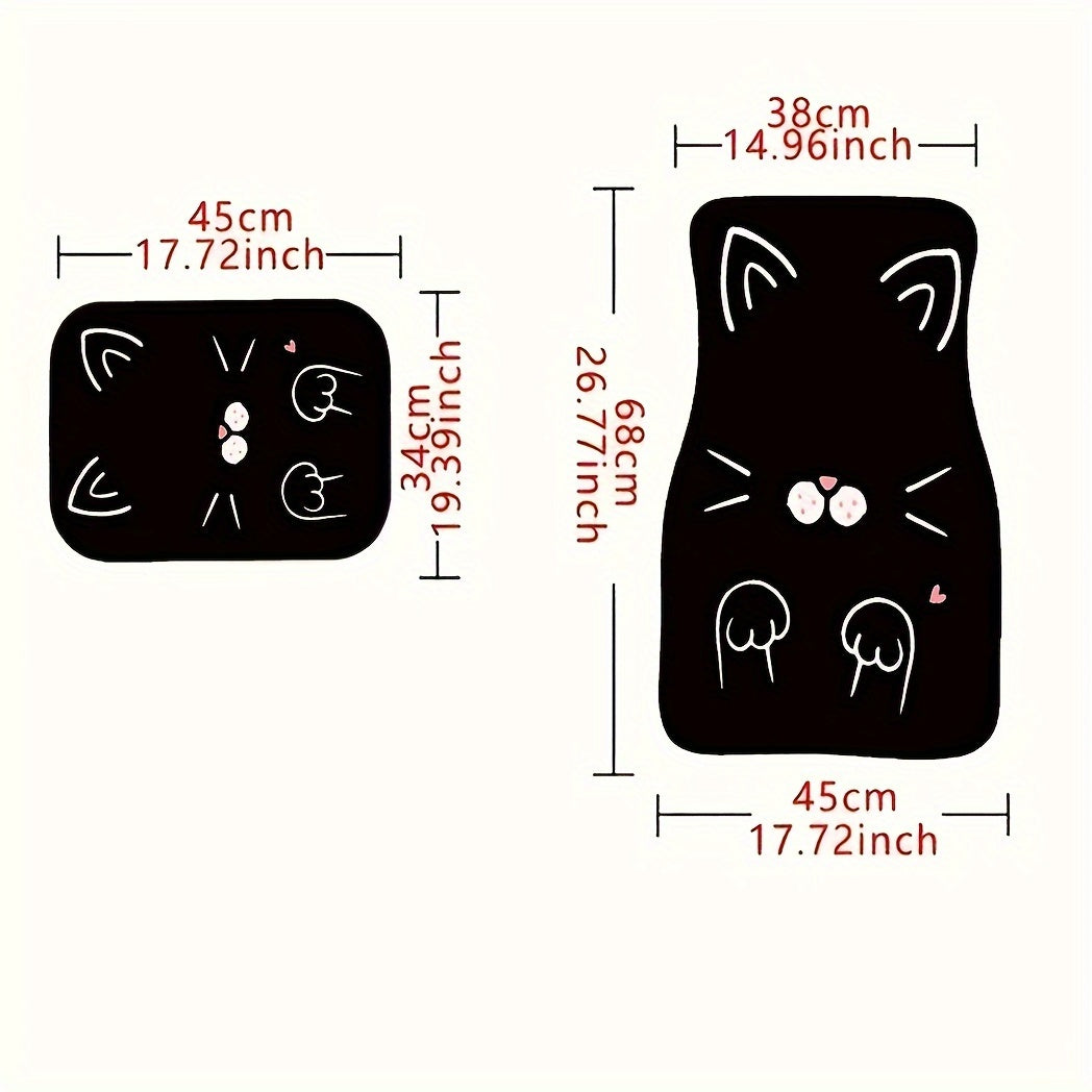 4pcs Set Cute Cartoon Cat Car Floor Mats Fit for Tesla Car Carpet Mats For Model 3 Model Y Car Accessories