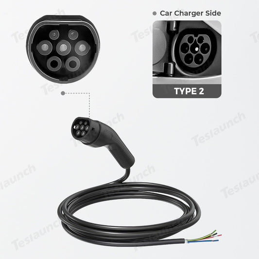 Type 2 Extension Cable - Compatible with All IEC 62196 EV Chargers