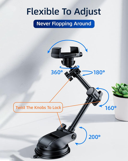 Adjustable Rotatable Car Phone Mount Holder for Tesla & EV â 360° Flexible Arm