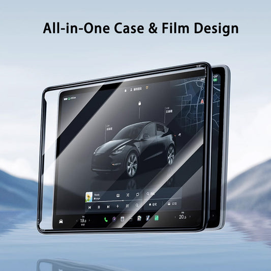 All-in-One Central Screen Tempered Glass & Frame Cover for 2026 New Tesla Model Y Standard
