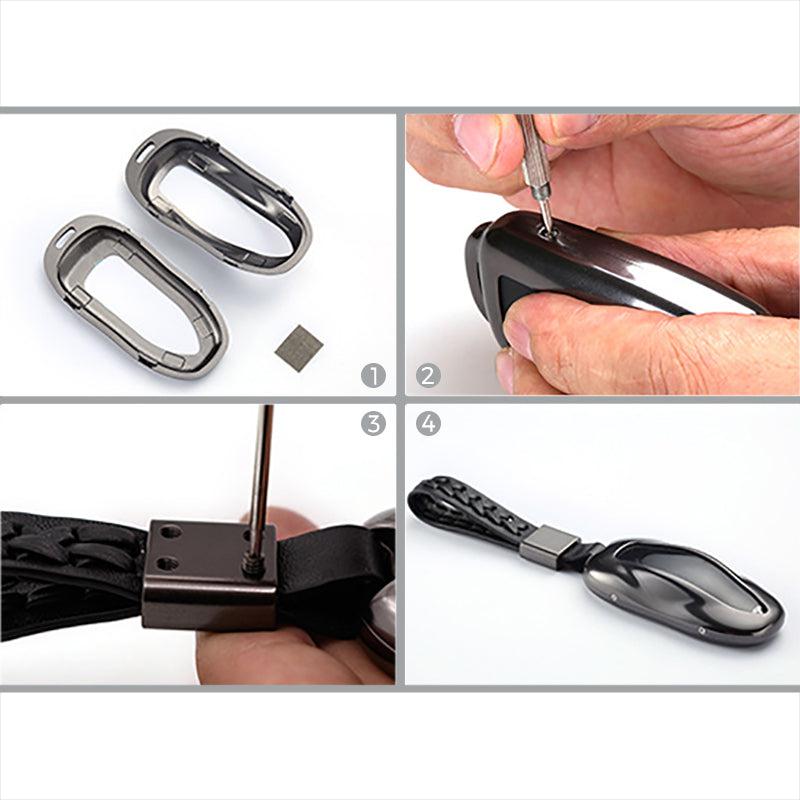 Aluminum Alloy and Leather Key Fob Case for Teala Model X