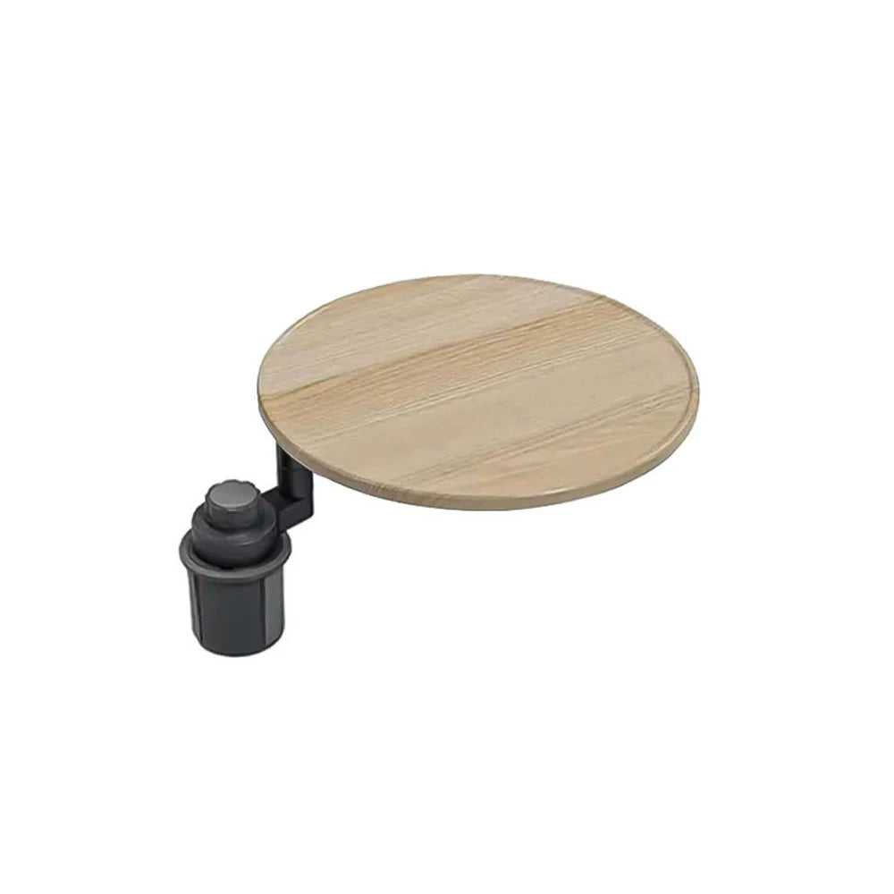 Aluminum Foldable Floating Car Table for Tesla Model 3/Y/S/X Wood Grain Light Wood Grain (Round)