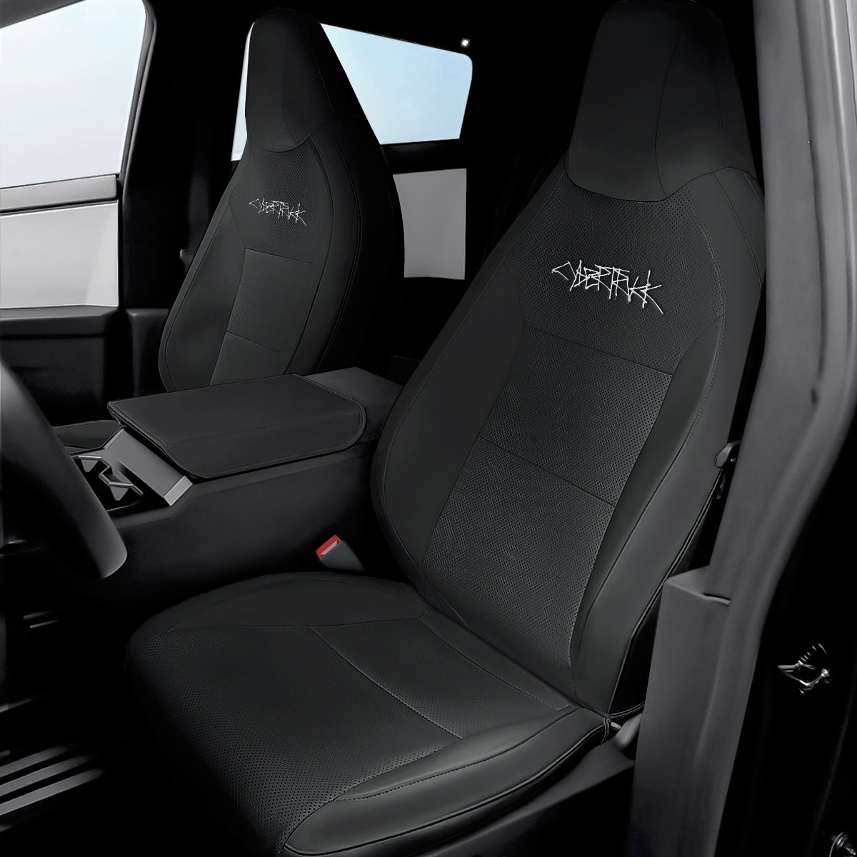 All-Inclusive Seat Cover for Tesla Cybertruck 2024+ Nappa Leather With Logo Black