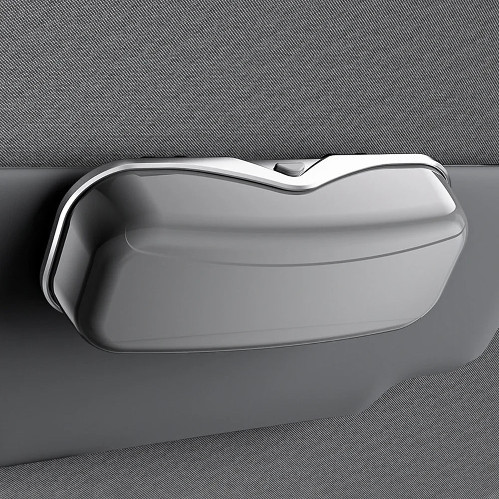 Car Sun Visor Glasses Storage Box – Universal Fit for All Cars Grey 1PC