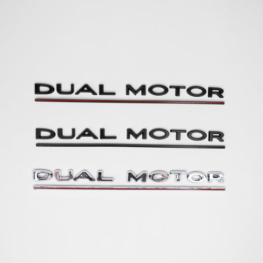 DUAL MOTOR Badges Black or Chrome With Stripe For Tesla Model S, 3, X, Y CHROME PLATED