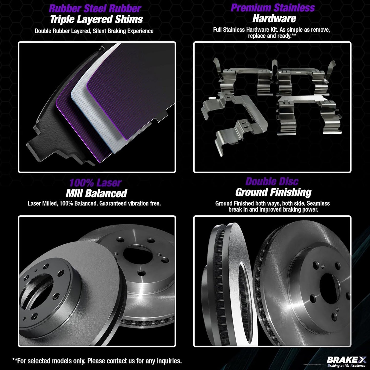 Front and Rear Brake Pads and Rotors Kit replacement for Tesla Model S