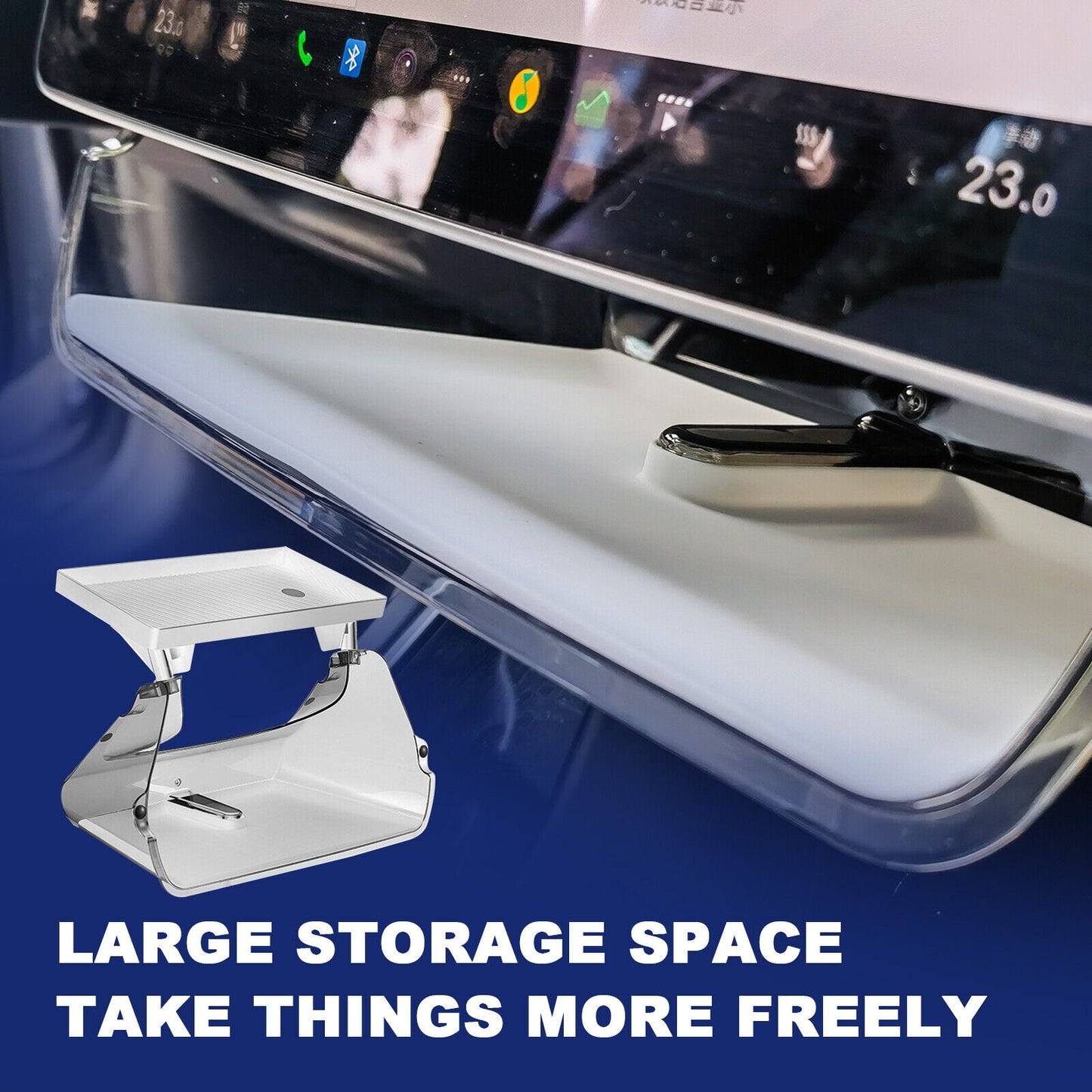 Hidden Tray Storage Under Screen Center Console Organizer Tissue Holder For Tesla Model 3 Y