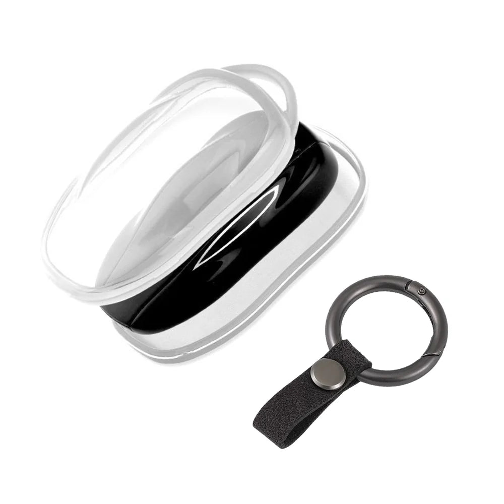 Alloy and Leather Key Fob Cover for Tesla Model 3/Y/S/X Loop Strap Clear White