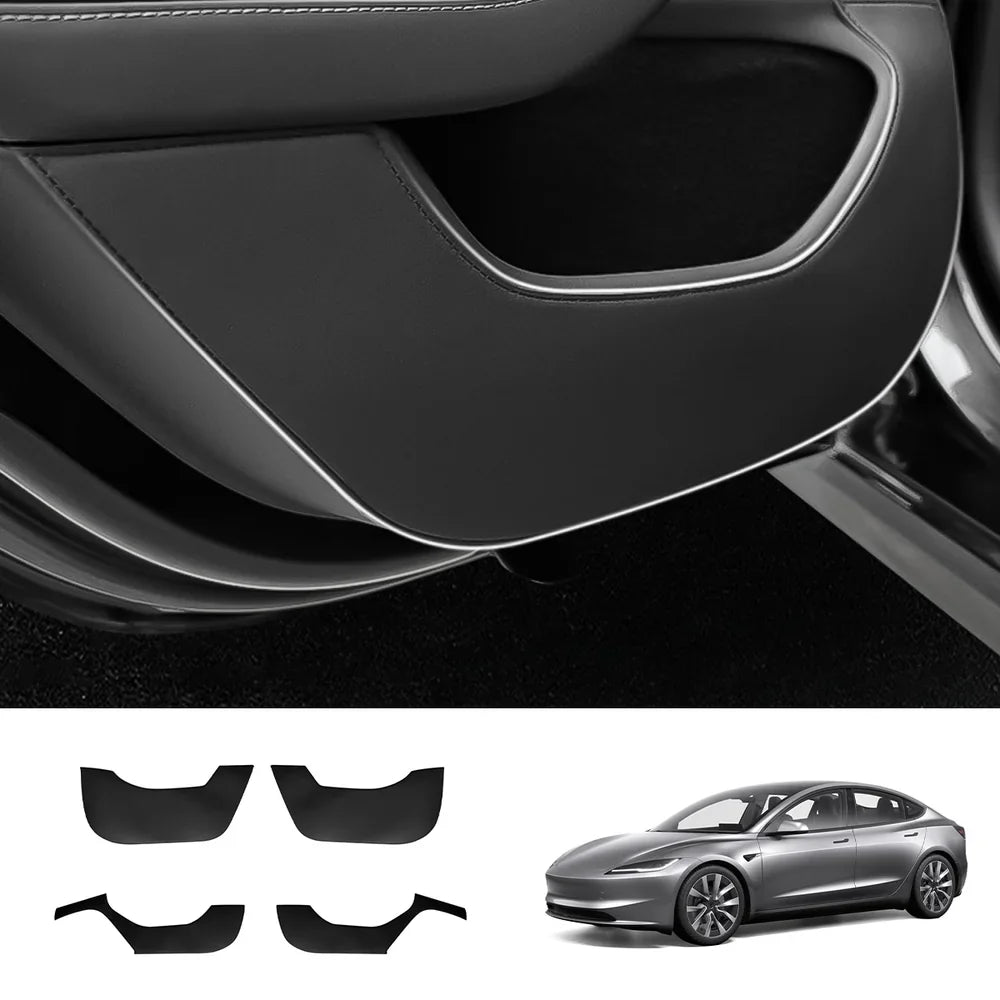 Leather Door Kick Guards for Tesla Model Y Juniper 2025+ / Model 3 Highland 2024+ Model 3 Highland 2024+