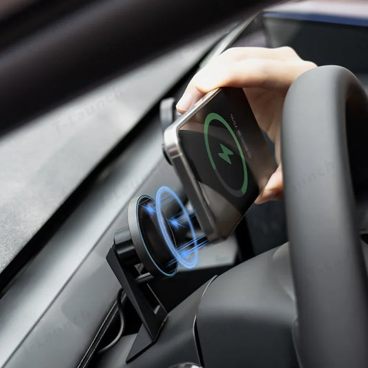 Dashboard Steering Wheel Phone Holder Magnetic Magsafe Wireless Charging Phone Holder For Tesla Model 3 / Y (2017-2025)