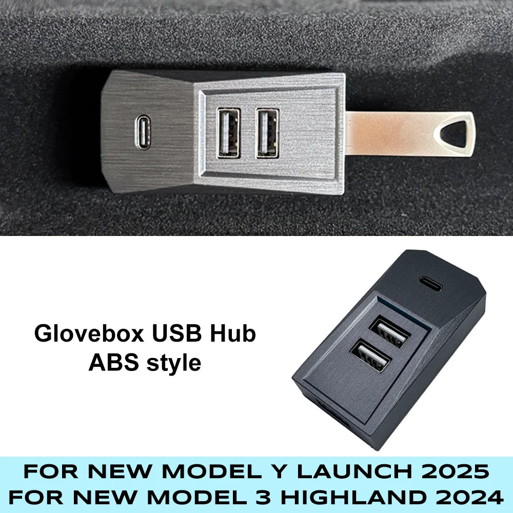 Glovebox USB Hub Docking Station Data For Tesla 3 Y Juniper 2025 ABS style