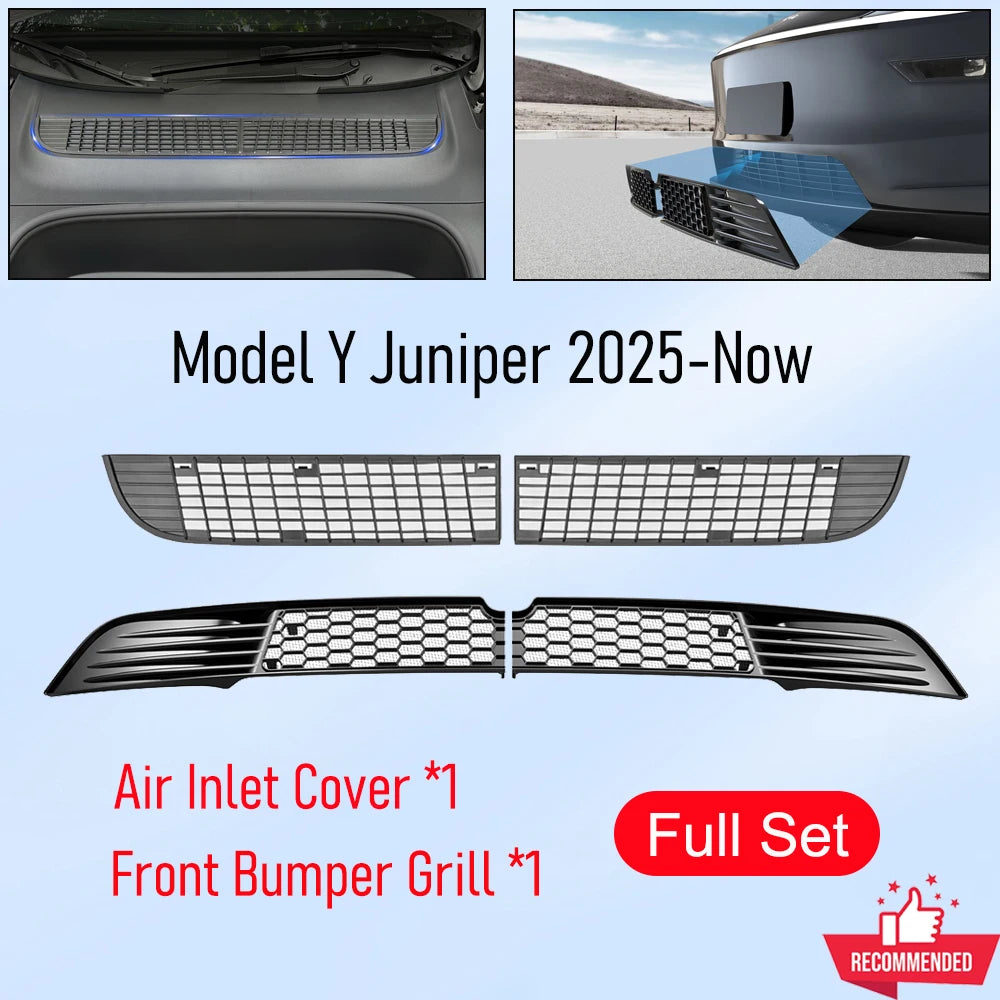 Front Bumper Grill Mesh Air Inlet Vent Cover For Tesla Model Y Juniper Full Set 2pcs