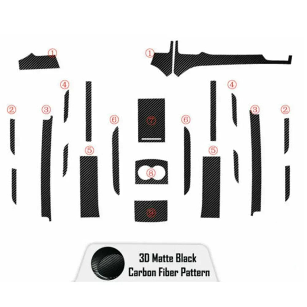 16PCS Carbon Fiber Interior Decoration Center Console Cover Wrap Kit For Tesla Model X/S