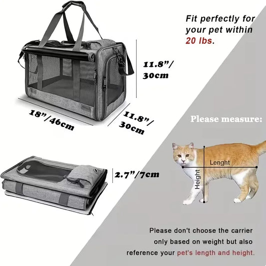 Soft-Sided Hollow Pet Puppy Cat Travel Box Bag Carrier For EV Car